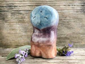Elemental sky spirit raku sculpture | Shinto shamanism guardian statue