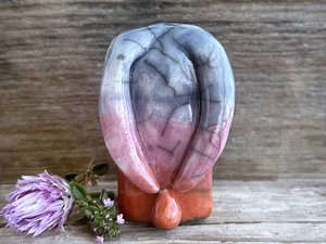 Sleepy dawn rabbit kami spirit guardian sculpture | Shinto shamanism raku bunny figure