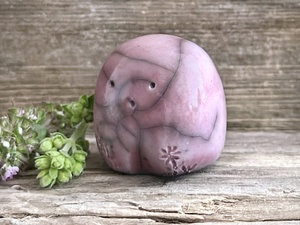 Tiny nature spirit friend (mauve pink) | Shinto talisman sculpture, shamanism guardian statue
