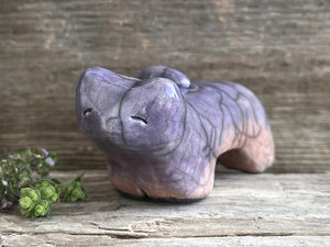 Peaceful dusk kitsune fox kami nature spirit raku statue | Shinto shamanism sculpture