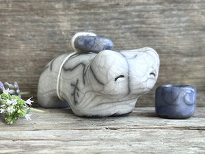 Moon bear guardian spirit raku statue | Shinto kamidana shrine sculpture, shamanism