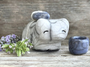 Moon bear guardian spirit raku statue | Shinto kamidana shrine sculpture, shamanism
