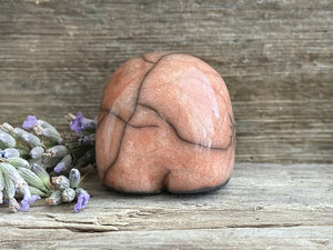 Tiny nature spirit friend (dark peach) | Shinto talisman sculpture, shamanism guardian statue