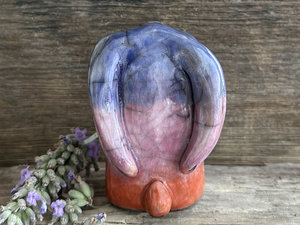 Dawn rabbit kami spirit guardian sculpture | Shinto shamanism raku bunny figure