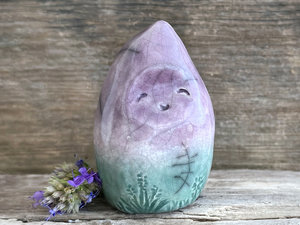 Earth elemental gnome spirit raku sculpture | Shinto shrine, shamanism guardian