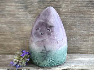 Earth elemental gnome spirit raku sculpture | Shinto shrine, shamanism guardian