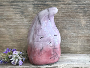 Happy autumn gnome spirit raku guardian sculpture | Shinto shamanism statue