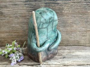 Warrior spirit earth guardian raku sculpture | Shinto shrine statue, shamanism statue