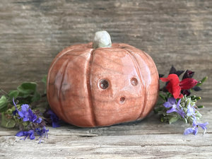 Pumpkin nature guardian spirit sculpture for Halloween, Samhain, autumn, fall