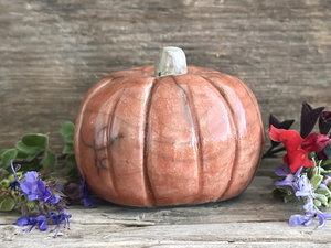 Pumpkin nature guardian spirit sculpture for Halloween, Samhain, autumn, fall