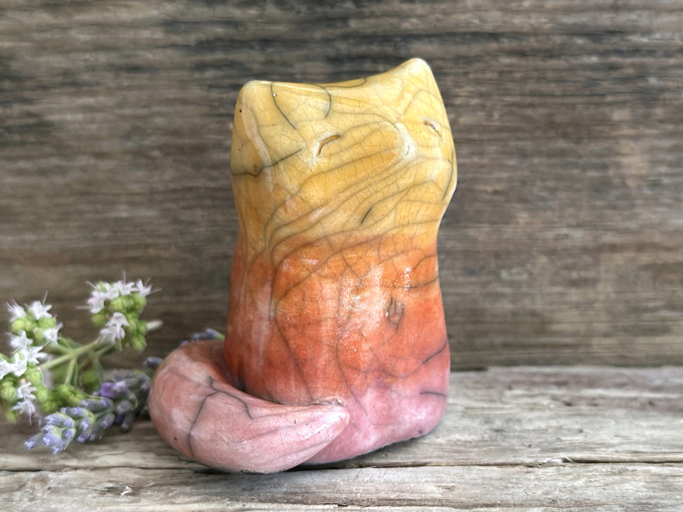 Sunrise kitsune fox kami nature guardian spirit | Shinto sculpture, shamanism totem
