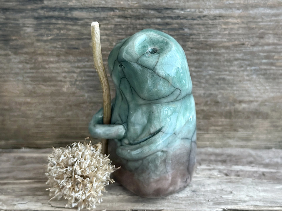 Warrior spirit earth guardian raku sculpture | Shinto shrine statue, shamanism statue