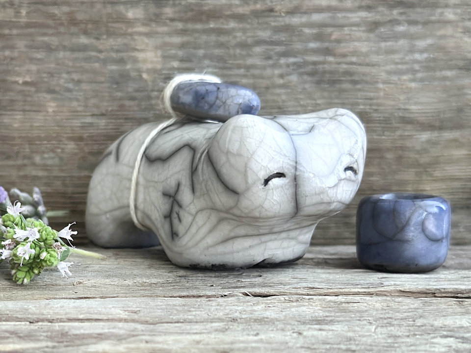 Moon bear guardian spirit raku statue | Shinto kamidana shrine sculpture, shamanism