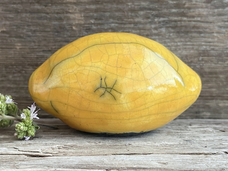 RESERVED: Golden lemon nature spirit sculpture | Shinto statue, shamanism totem
