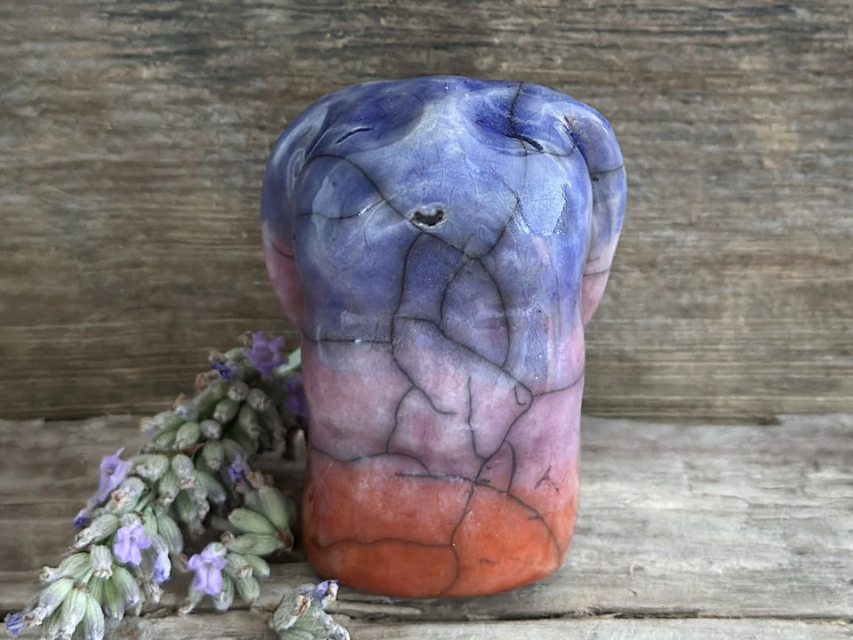 Dawn rabbit kami spirit guardian sculpture | Shinto shamanism raku bunny figure