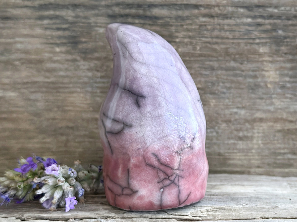 Happy autumn gnome spirit raku guardian sculpture | Shinto shamanism statue