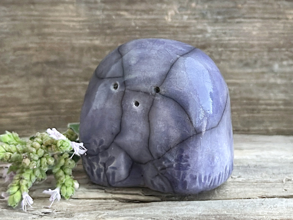 Nature spirit friend (indigo-violet) | Shinto talisman sculpture, shamanism guardian statue