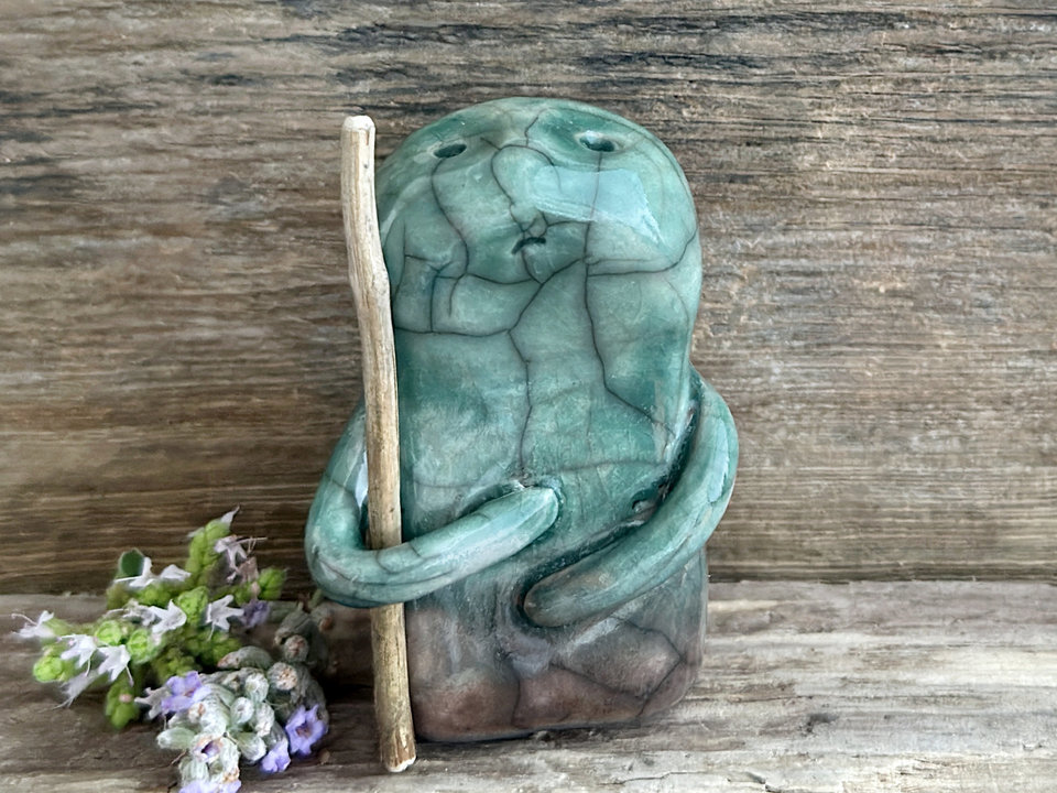 Warrior spirit earth guardian raku sculpture | Shinto shrine statue, shamanism statue