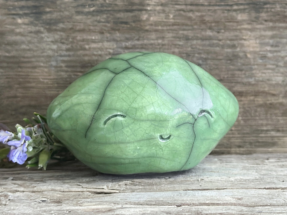 Happy lime nature spirit sculpture | Shinto statue, shamanism totem