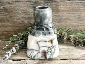 Lavender cottage sculpture, candlestick spirit & fairie house | cosy decor