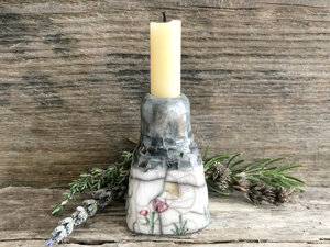 Lavender cottage sculpture, candlestick spirit & fairie house | cosy decor