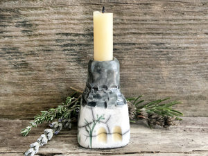 Lavender cottage sculpture, candlestick spirit & fairie house | cosy decor