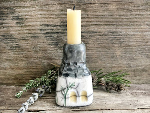 Lavender cottage sculpture, candlestick spirit & fairie house | cosy decor