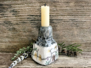 Lavender cottage sculpture, candlestick spirit & fairie house | cosy decor
