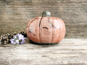 Pumpkin nature guardian spirit statue for Halloween, Samhain, autumn, fall