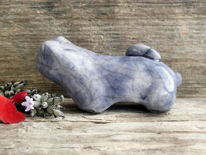 Sleepy cat kami sculpture | cute guardian for Shinto, shamanism totem