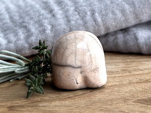 Tiny nature spirit friend (pale peach) | Shinto talisman sculpture, shamanism guardian statue