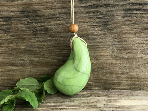 Calming worry pendant w/ sandalwood (light green) on eco-flax cord