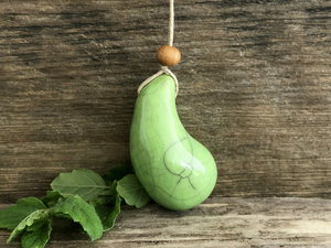 Calming worry pendant w/ sandalwood (light green) on eco-flax cord