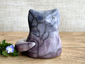 Gentle night kitsune fox raku sculpture | Shinto Inari, shamanism totem