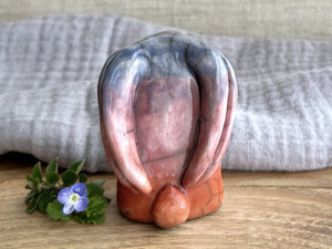 Happy dawn rabbit kami spirit guardian sculpture | Shinto shamanism raku bunny