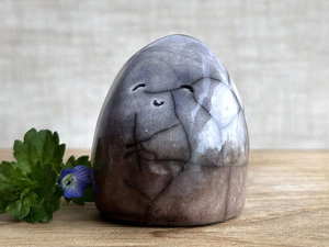 Quiet winter gnome spirit raku sculpture | Shinto shrine, shamanism guardian