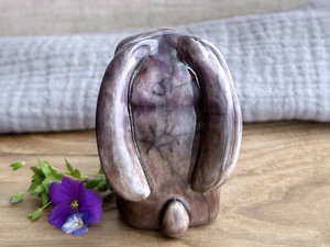 Quiet woodland rabbit kami spirit guardian sculpture | Shinto shamanism raku bunny