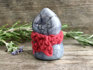 Winter kami spirit, nature elemental raku sculpture | Christmas, solstice statue