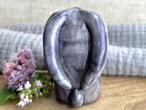 Quiet winter rabbit kami spirit guardian sculpture | Shinto shamanism raku bunny