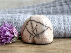 Tiny nature spirit friend (pale peach) | Shinto talisman sculpture, shamanism guardian statue