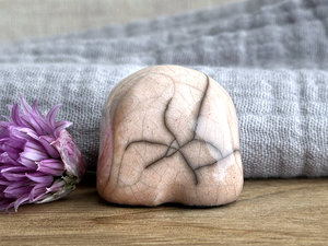 Tiny nature spirit friend (pale peach) | Shinto talisman sculpture, shamanism guardian statue