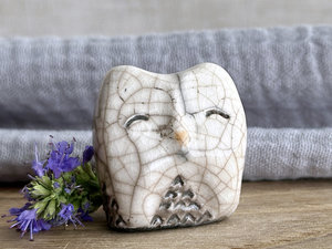 Happy owl nature spirit raku sculpture | shamanism totem, Shinto kamidana shrine