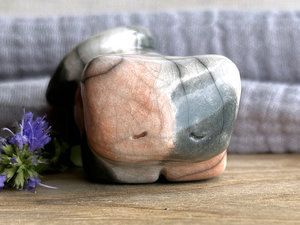 Sleepy calico cat kami sculpture | nature spirit guardian figure, Shinto, shamanism