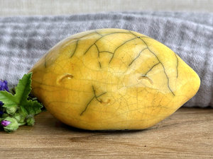 Happy lemon nature spirit sculpture | Shinto statue, shamanism totem