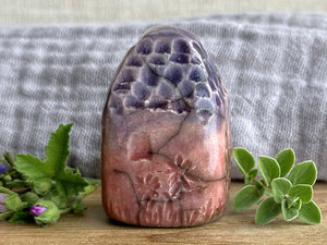 Tiny autumn fairie cottage spirit house | raku ceramic sculpture