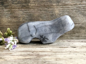 Cloud bear guardian nature spirit raku statue | Shinto shamanism sculpture