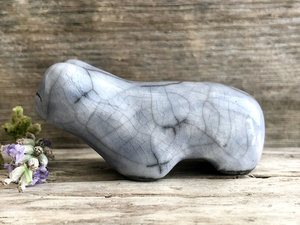 Cloud bear guardian nature spirit raku statue | Shinto shamanism sculpture