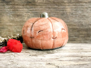 Pumpkin guardian spirit sculpture for Halloween, Samhain, autumn, fall