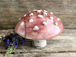 Fly agaric mushroom spirit sculpture | autumn, fall, toadstool Halloween decoration