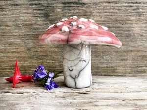 Fly agaric mushroom spirit sculpture | fall, autumn toadstool Halloween decoration